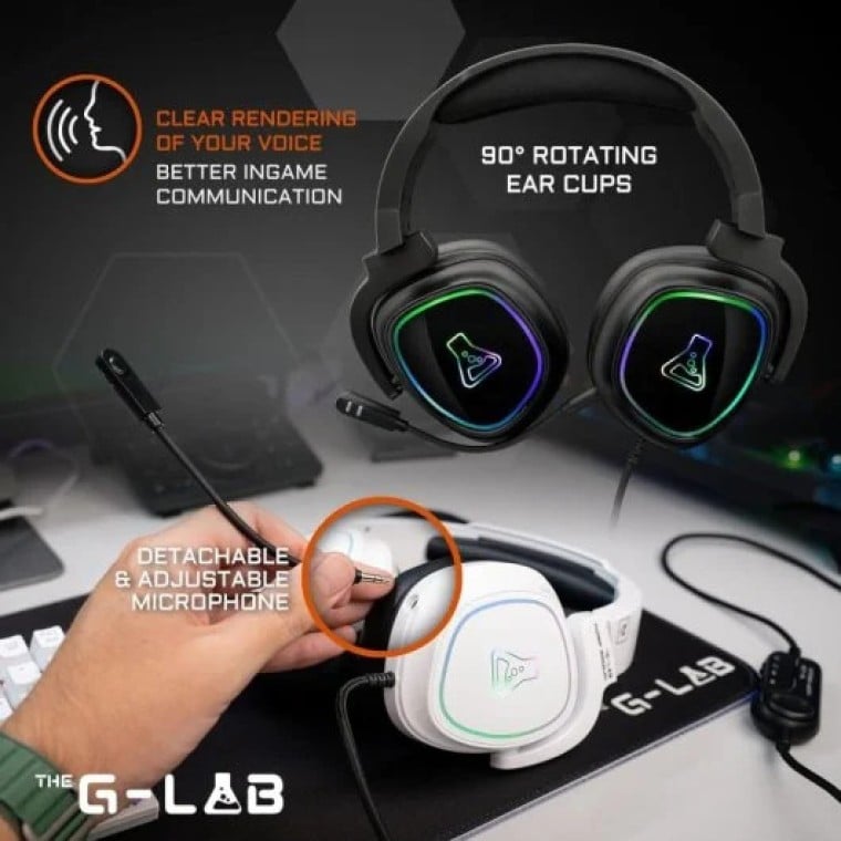 G-Lab Korp Radium Auriculares Gaming RGB Multiplataforma Blancos