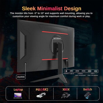 Monitor KTC H27S17 27" LED QHD 180Hz FreeSync Premium Curvo Monitor KTC H27S17 27" LED QHD 180Hz FreeSync Premium Curvo