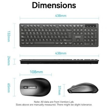 Teclado de membrana inalámbrico Vention KTD Layout ES combo con ratón 2.4GHz negro