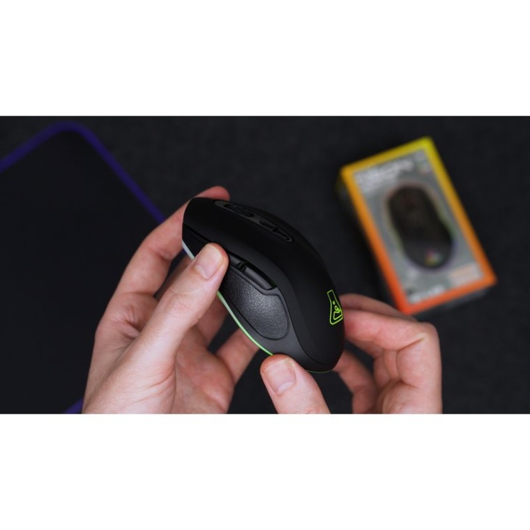 The G-lab KULT-NEON Ratón Gaming RF Inalámbrico RGB 2400 DPI Negro