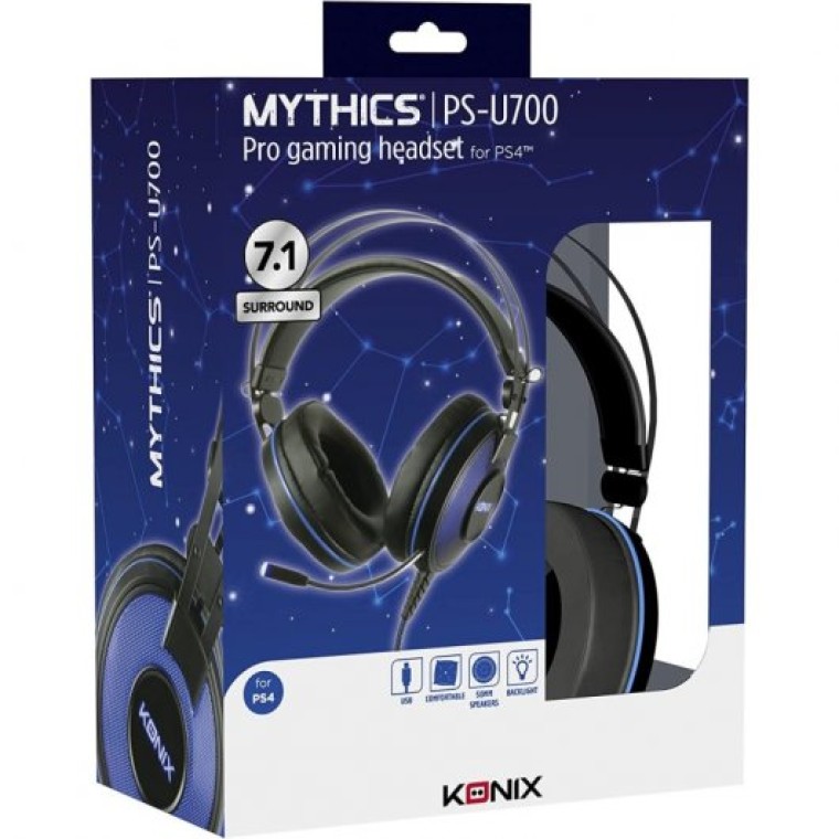 Konix Mythics PS-700 Auriculares Gaming 7.1 para PS4 Negro/Azul