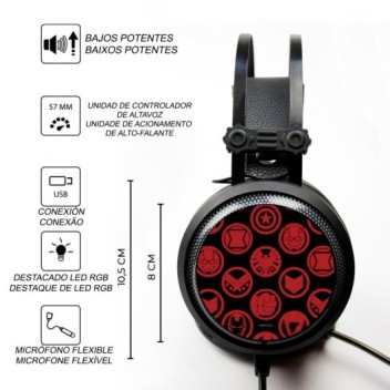 Marvel Vengadores 004 Auriculares Gaming 7.1 Negros Marvel Vengadores 004 Auriculares Gaming 7.1 Negros