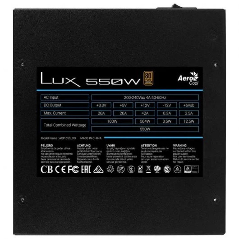 Aerocool Lux 550W 80 Plus Bronze