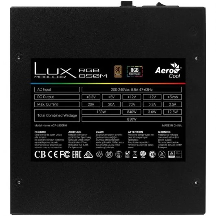 Aerocool LUX RGB 850M 850W 80 Plus Bronze Semi Modular