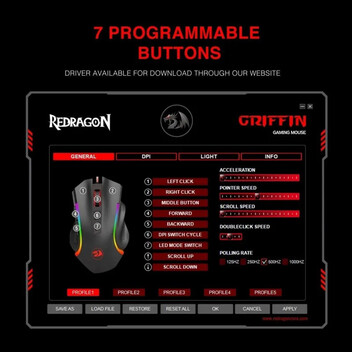 Redragon M607 Griffin RGB Ratón Gaming 7200 DPI Negro Redragon M607 Griffin RGB Ratón Gaming 7200 DPI Negro
