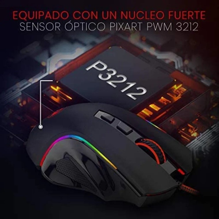 Redragon M607 Griffin RGB Ratón Gaming 7200 DPI Negro