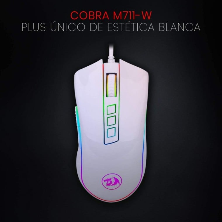 Redragon M711 Cobra White RGB Ratón Gaming 10000 DPI Blanco