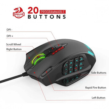Redragon M908 Impact RGB Ratón Gaming 12400 DPI Negro Redragon M908 Impact RGB Ratón Gaming 12400 DPI Negro