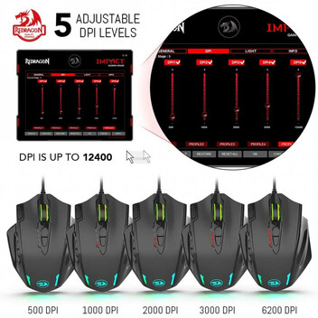 Redragon M908 Impact RGB Ratón Gaming 12400 DPI Negro Redragon M908 Impact RGB Ratón Gaming 12400 DPI Negro
