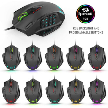 Redragon M908 Impact RGB Ratón Gaming 12400 DPI Negro Redragon M908 Impact RGB Ratón Gaming 12400 DPI Negro