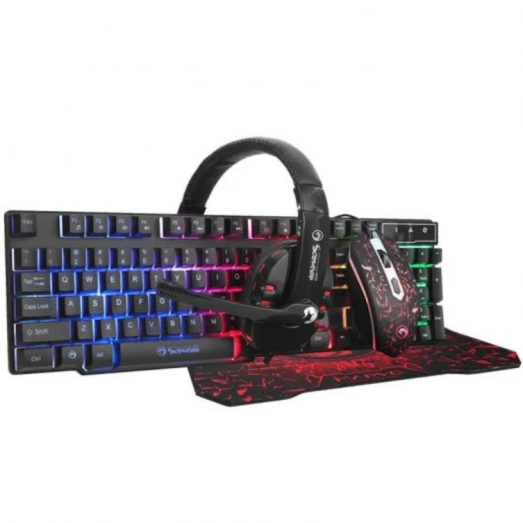 Scorpion MA-CM370 Pack 4 en 1 Gaming Teclado + Ratón + Auriculares + Alfombrilla