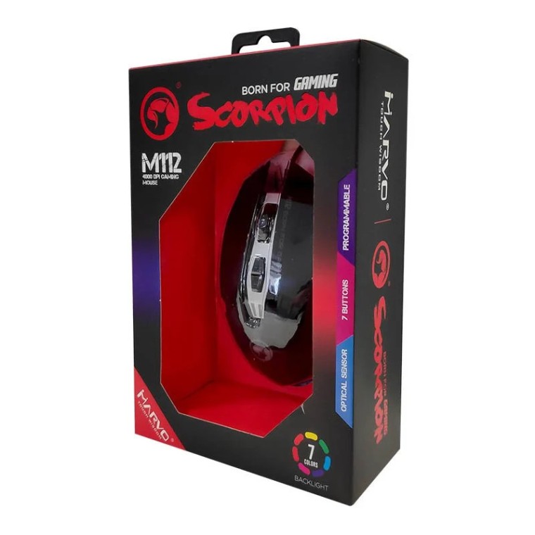 Scorpion MA-M112 Ratón Gaming 4000 DPI Negro