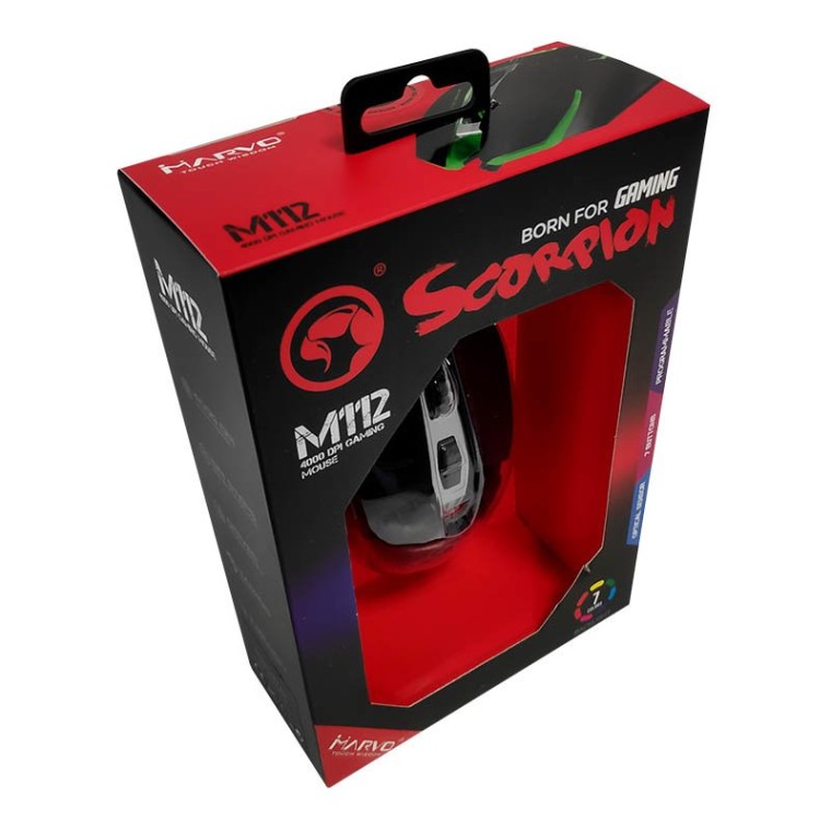 Scorpion MA-M112 Ratón Gaming 4000 DPI Negro