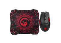 Scorpion M355+G1 Pack Ratón Gaming RGB 6400 DPI + Alfombrilla Negra/Roja
