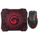 Scorpion M355+G1 Pack Ratón Gaming RGB 6400 DPI + Alfombrilla Negra/Roja