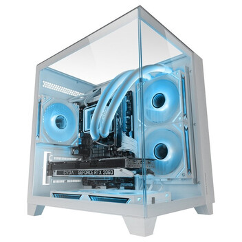 Torre PC Mars Gaming Mc-3cm Caja Microatx Vista 3d Triple Cristal Templado Doble Cámara Lateral Blan