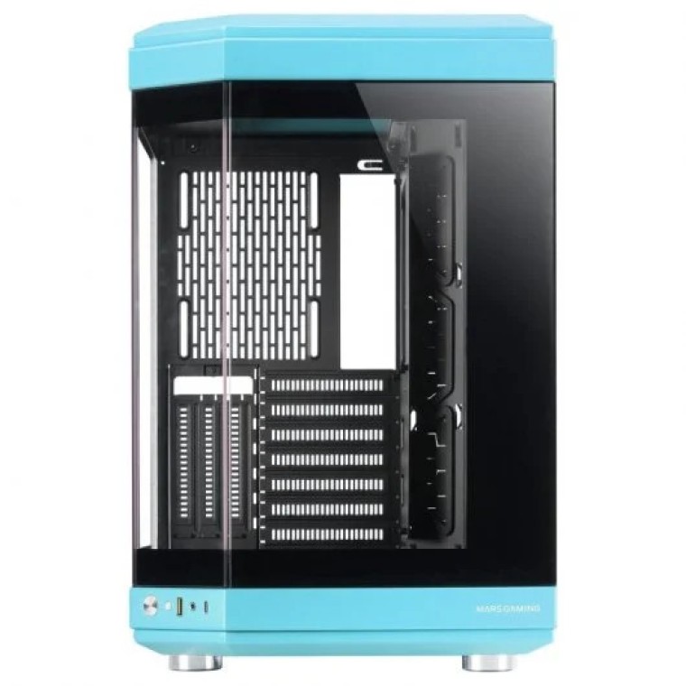 Mars Gaming MC-3T Semitorre ATX Triple Cristal Templado 3x Slots PCI Verticales USB-C 3.0 Azul