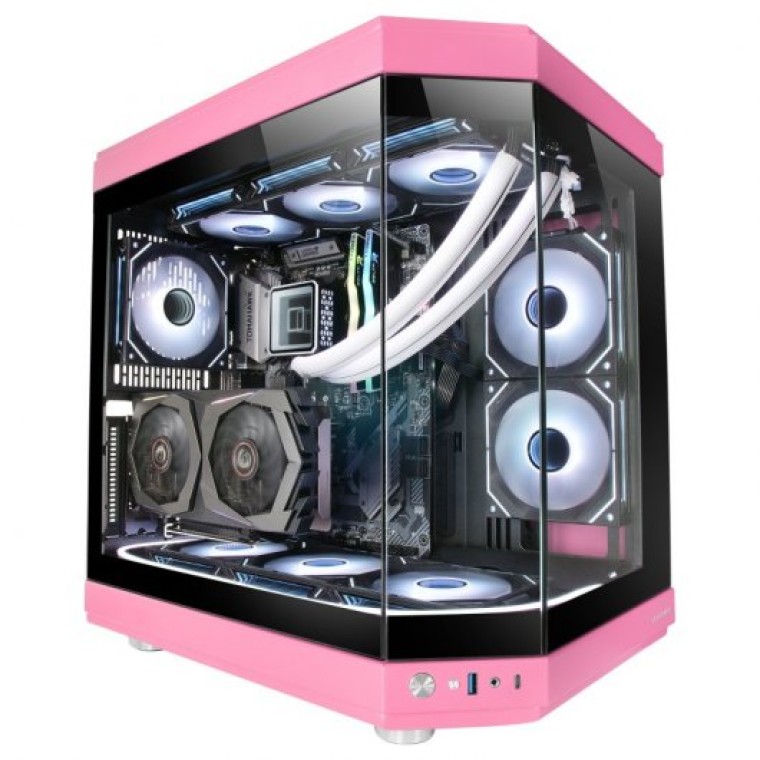 Mars Gaming MC-3T Semitorre ATX Triple Cristal Templado 3x Slots PCI Verticales USB-C 3.0 Rosa