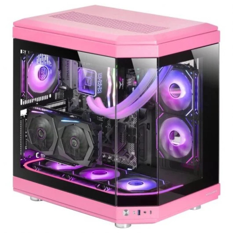 Mars Gaming MC-3T Semitorre ATX Triple Cristal Templado 3x Slots PCI Verticales USB-C 3.0 Rosa