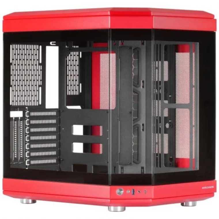 Mars Gaming MC-3T Semitorre ATX Triple Cristal Templado 3x Slots PCI Verticales USB-C 3.0 Roja