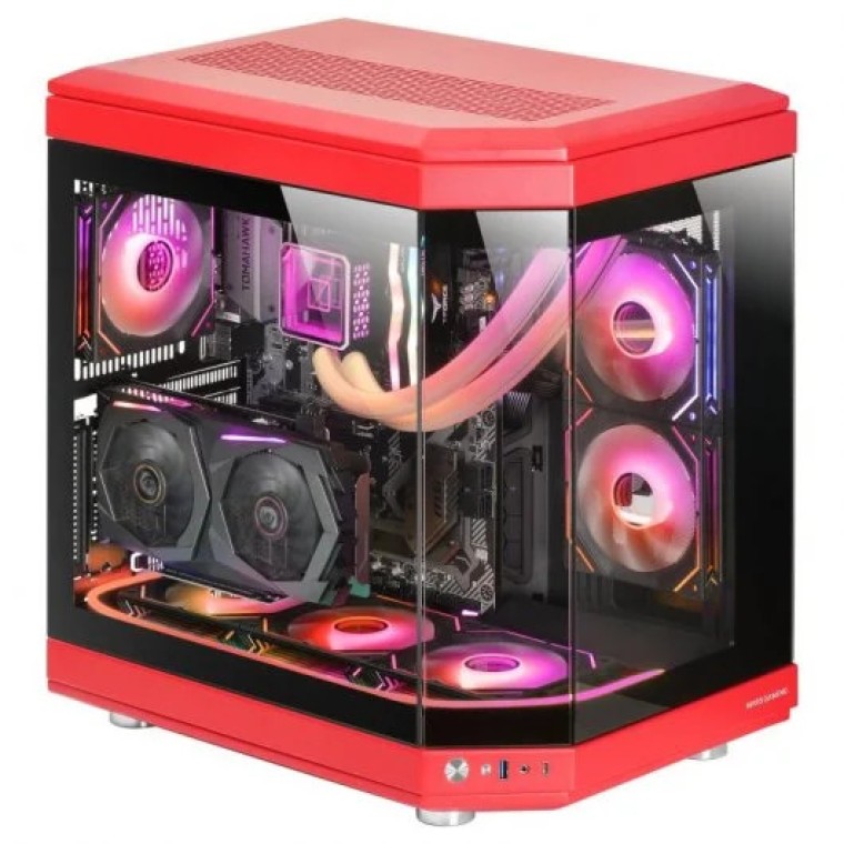 Mars Gaming MC-3T Semitorre ATX Triple Cristal Templado 3x Slots PCI Verticales USB-C 3.0 Roja