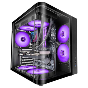 Torre PC Mars Gaming MC-CURV Caja Gaming Atx Triple Cristal Templado Curvado Doble Cámara USB-C Negr