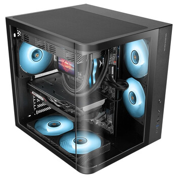 Torre PC Mars Gaming MC-CURV Caja Gaming Atx Triple Cristal Templado Curvado Doble Cámara USB-C Negr