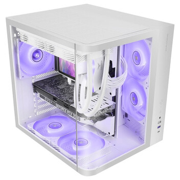 Torre PC Mars Gaming MC-CURV Caja Gaming Atx Triple Cristal Templado Curvado Doble Cámara USB-C Blan