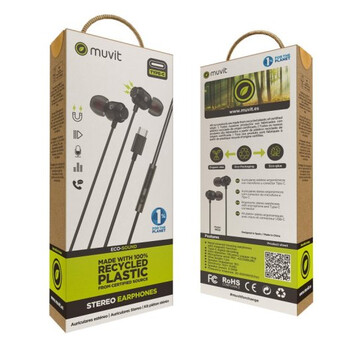 Muvit For Change M32 Auriculares Estéreo USB-C Magnéticos Negros