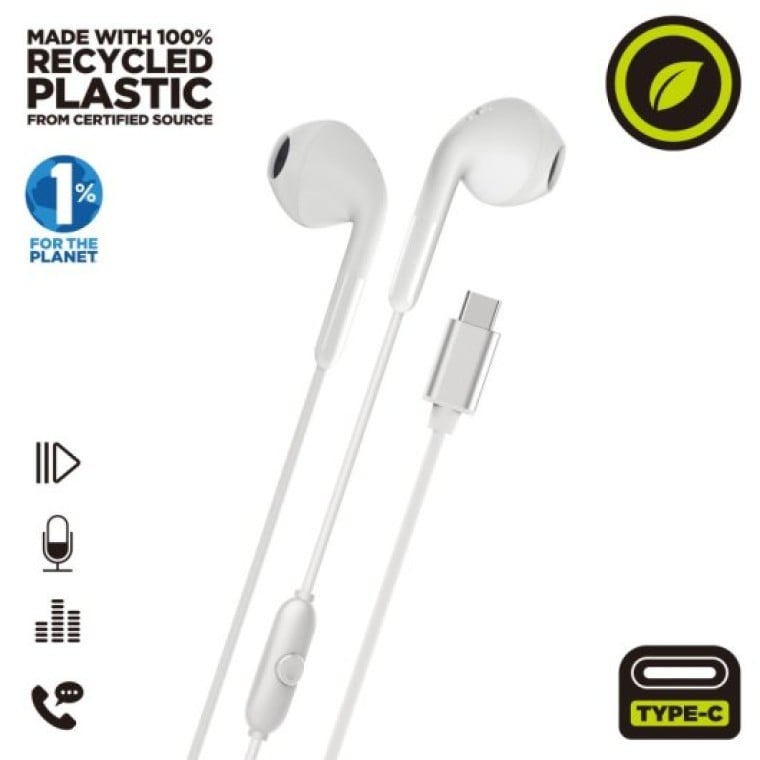 Muvit For Change E58 Auriculares Estéreo USB-C Blancos