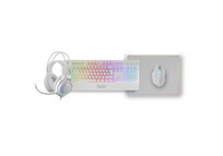 Mars Gaming MCP124PRO Combo RGB 4en1 Teclado H-Mech Ratón Auriculares Alfombrilla Español Blanco