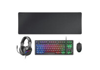 Mars Gaming MCP-RGB3FR Combo Gaming Teclado FRGB + Ratón + Auriculares + Alfombrilla Negro Francés