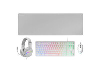 Mars Gaming MCP-RGB3WFR Combo Gaming Teclado FRGB + Ratón + Auriculares + Alfombrilla Blanco Francés