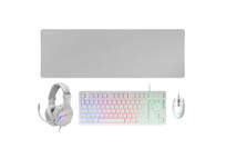 Mars Gaming MCP-RGB3WPT Combo Gaming Teclado FRGB + Ratón + Auriculares + Alfombrilla Blanco Portugu