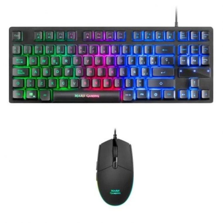 Mars Gaming MCPTKL Combo Gaming Teclado RGB + Ratón 3200 DPI Negros