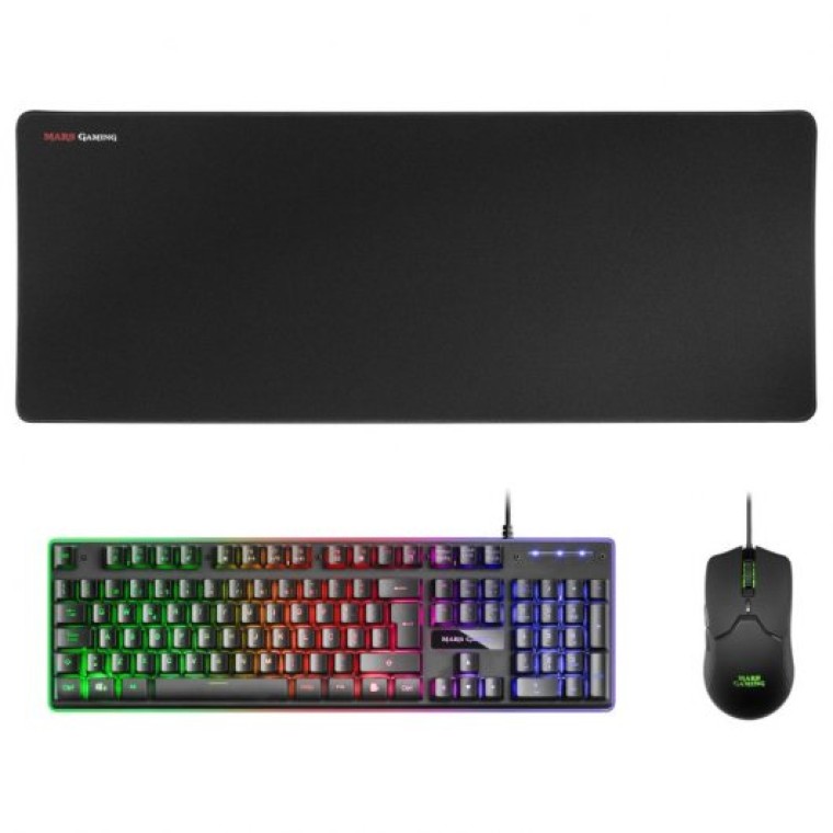 Mars Gaming MCPX Combo Gaming Teclado Layout Portugués + Ratón + Alfombrilla XXL