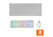 Mars Gaming MCPX Combo Gaming Teclado Portugués + Ratón + Alfombrilla XXL Blanco