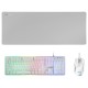 Mars Gaming MCPX Combo Gaming Teclado Portugués + Ratón + Alfombrilla XXL Blanco