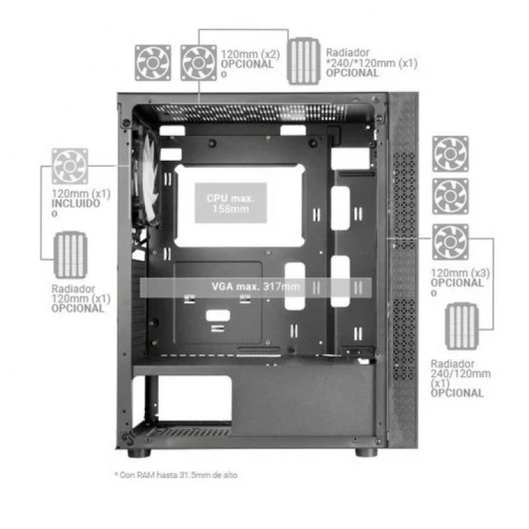 Mars Gaming MC-U3 Cristal Templado ARGB USB 3.0 Negra