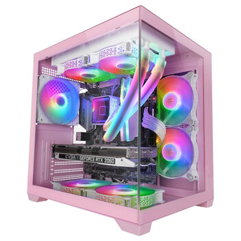 Torre PC Mars Gaming Mc-view2 Caja Pc Microatx Doble Cristal Templado Ventilador Frgb 120mm Rosa