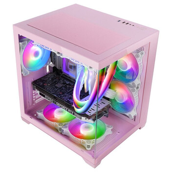 Torre PC Mars Gaming Mc-view2 Caja Pc Microatx Doble Cristal Templado Ventilador Frgb 120mm Rosa