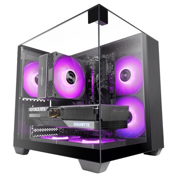 Torre PC Mars Gaming Mc-visionm Caja Pc Compacta Microatx Triple Cristal Templado Doble Cámara Negro