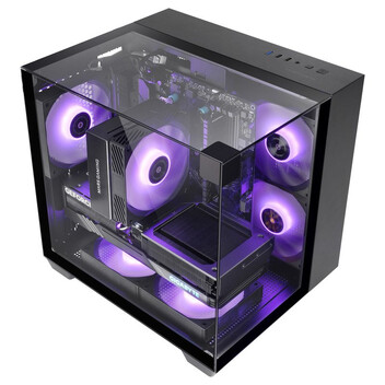 Torre PC Mars Gaming Mc-visionm Caja Pc Compacta Microatx Triple Cristal Templado Doble Cámara Negro