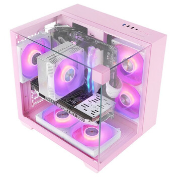 Torre PC Mars Gaming Mc-visionm Caja Pc Compacta Microatx Triple Cristal Templado Doble Cámara Rosa