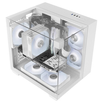 Torre PC Mars Gaming Mc-visionm Caja Pc Compacta Microatx Triple Cristal Templado Doble Cámara Blanc