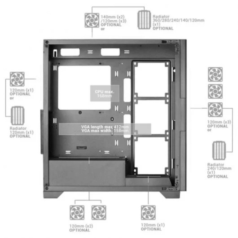 Mars Gaming MC-XP Torre Custom Doble Cristal Templado USB 3.0 Negra