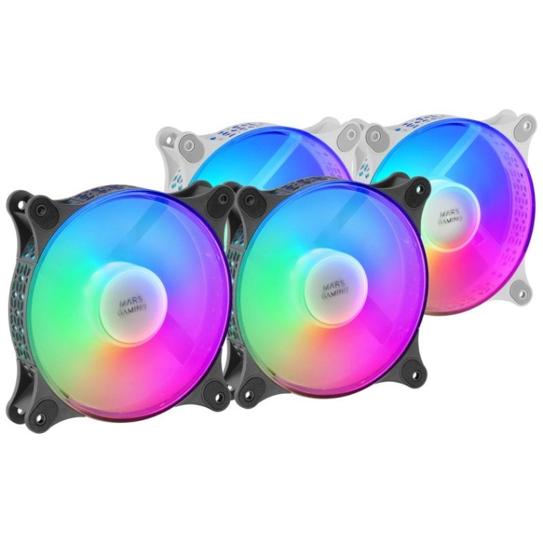 Mars Gaming MFDUO Kit 2 Ventiladores FRGB Rainbow 120mm Negros