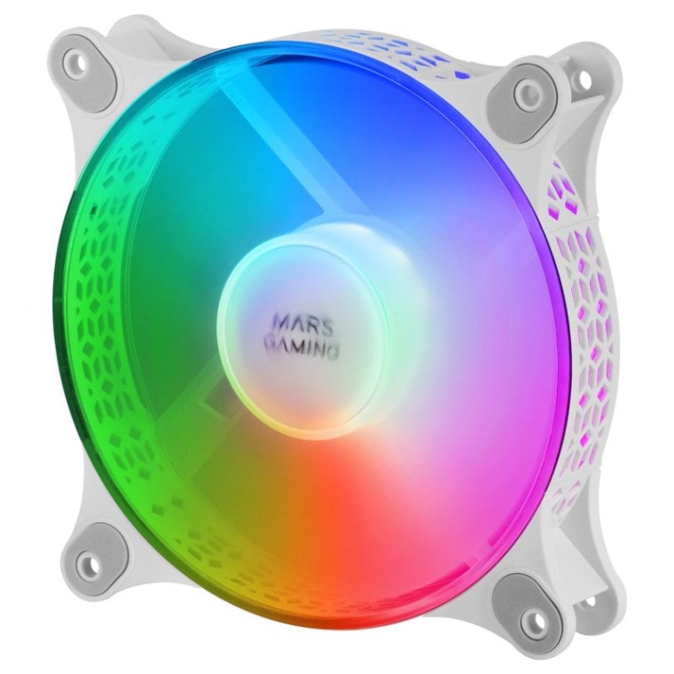 Mars Gaming MFDUO Kit 2 Ventiladores FRGB Rainbow 120mm Blancos