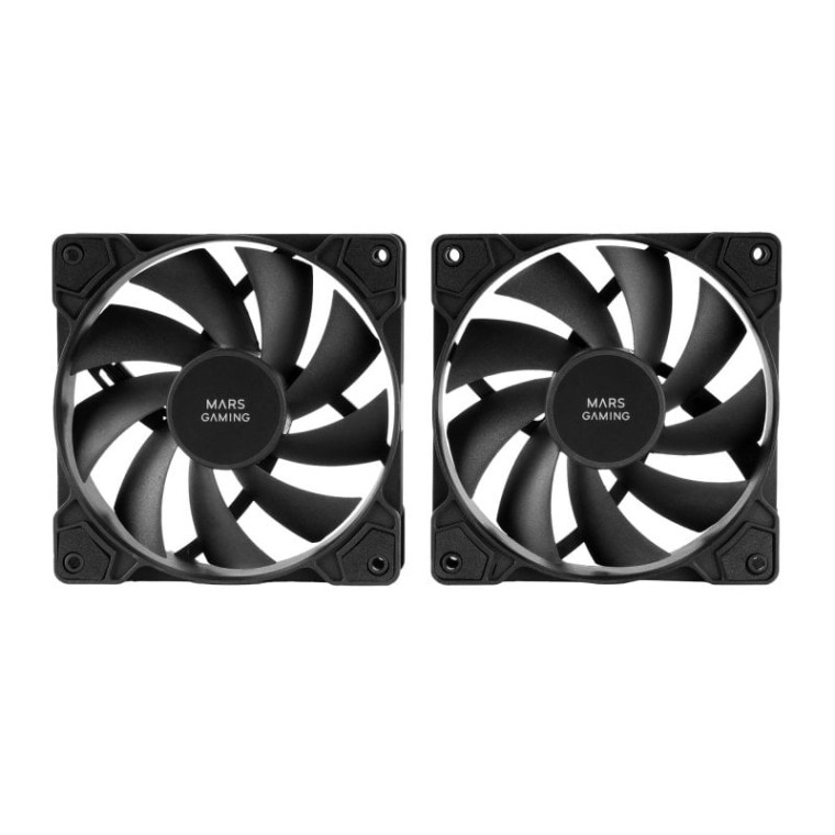 Mars Gaming MF-PWMX2 Kit 2 Ventiladores 120mm Ultra Silenciosos con Sistema Anti-vibraciones Negros