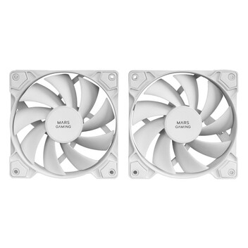 Mars Gaming MF-PWMX2 Kit 2 Ventiladores 120mm Ultra Silenciosos con Sistema Anti-vibraciones Blancos